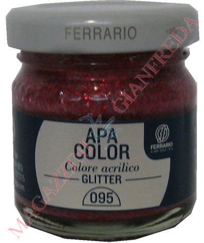 VASO VETRO ACRILICO APA COLOR 40ml ROSSO GLITTERATO